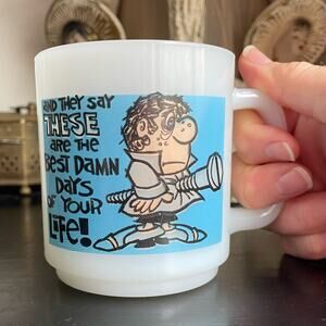 Vintage "Screwed" Mug, 1980s Glasbake "Best Damn Days of Your Life" Coffee Cup